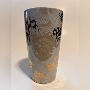 Starbucks cream, white and gold pin one tumbler 2020 12oz ceramic
